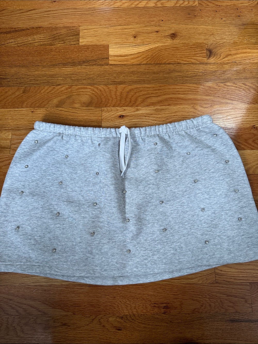Embellished Gray Drawstring mini Skirt